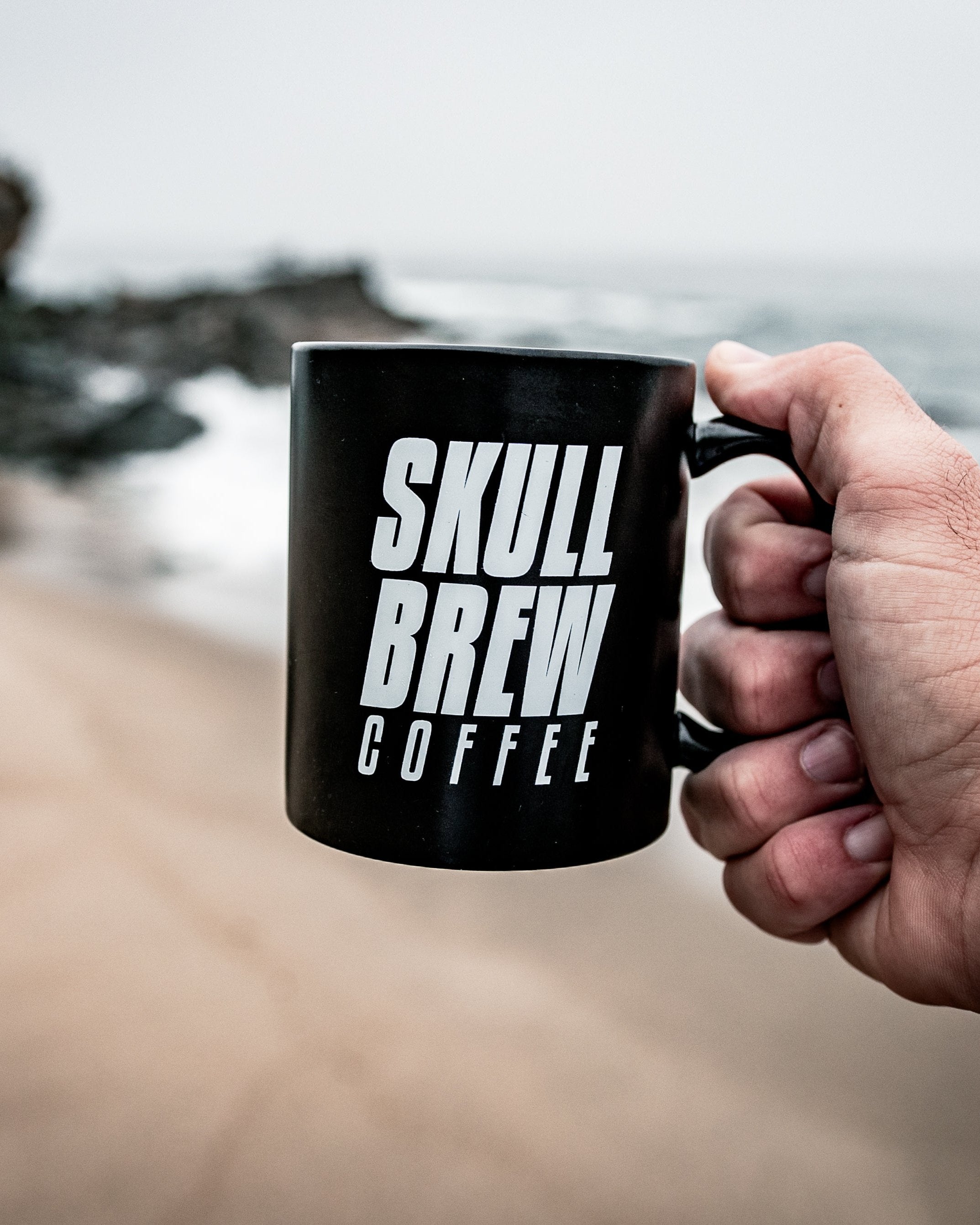 Image of Skull Brew Coffee Matte Black Mug (11oz)